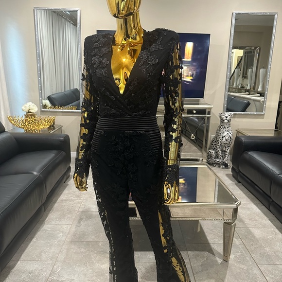 Pants - Zhivago Elegant Black Lace Jumpsuit